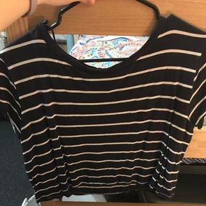 H&M Striped navy blue and white crop top